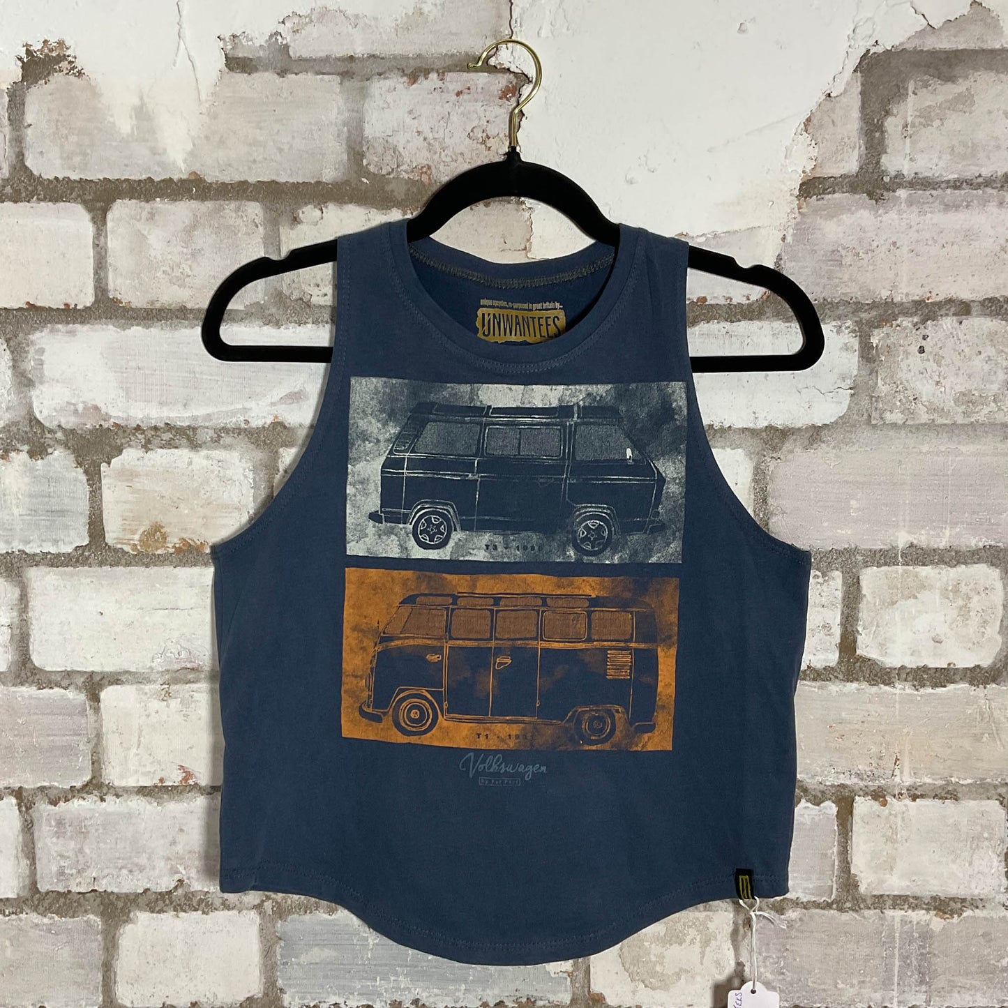 VW Campervan Illustration Unwantee Upcycle Tank Top upcycled by Unwantees, sustainable fashion made in great Britain from vintage graphic tshirt