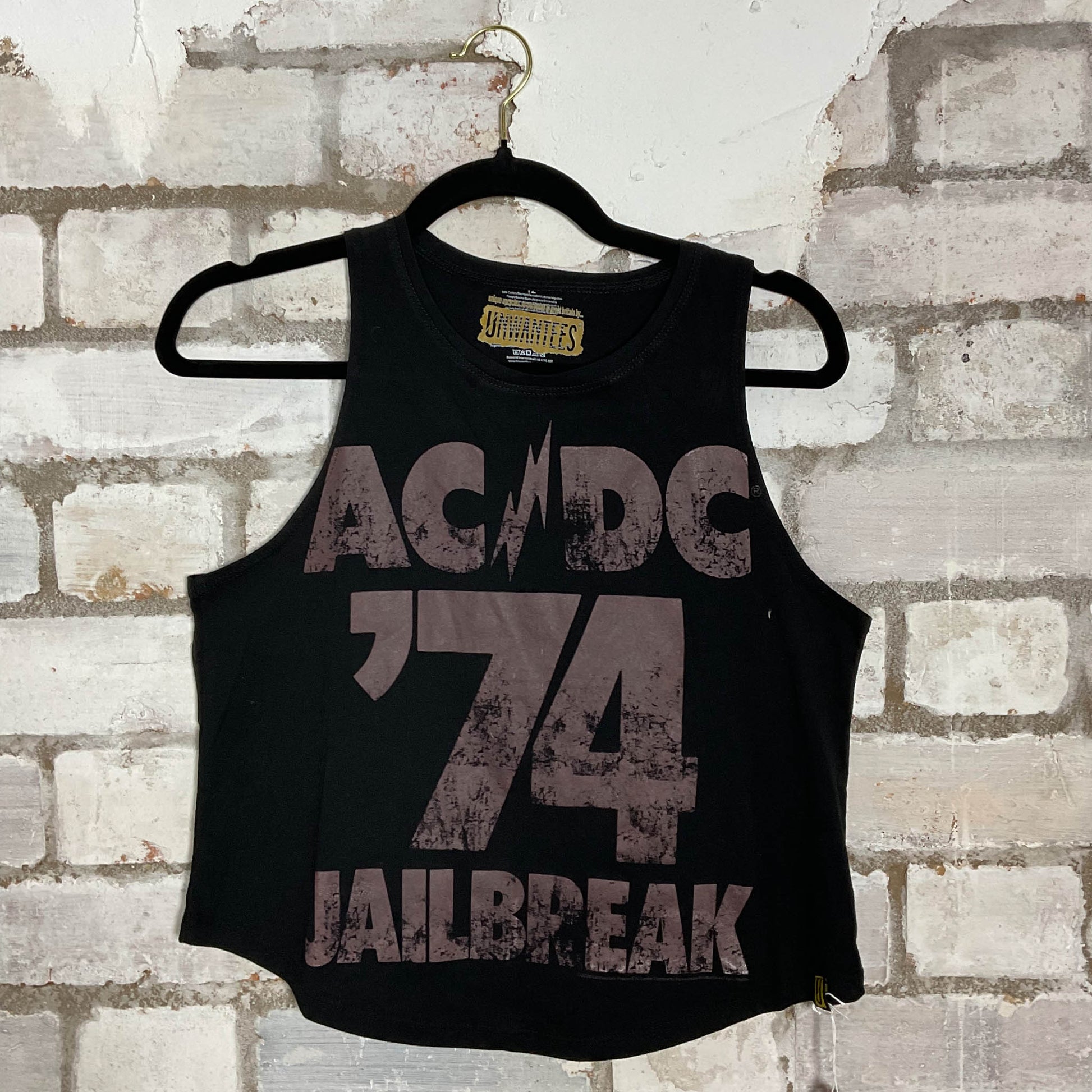 AC/DC ’74 Jailbreak Unwantee Upcycle Tank Top upcycled by Unwantees, sustainable fashion made in great Britain from vintage graphic tshirt