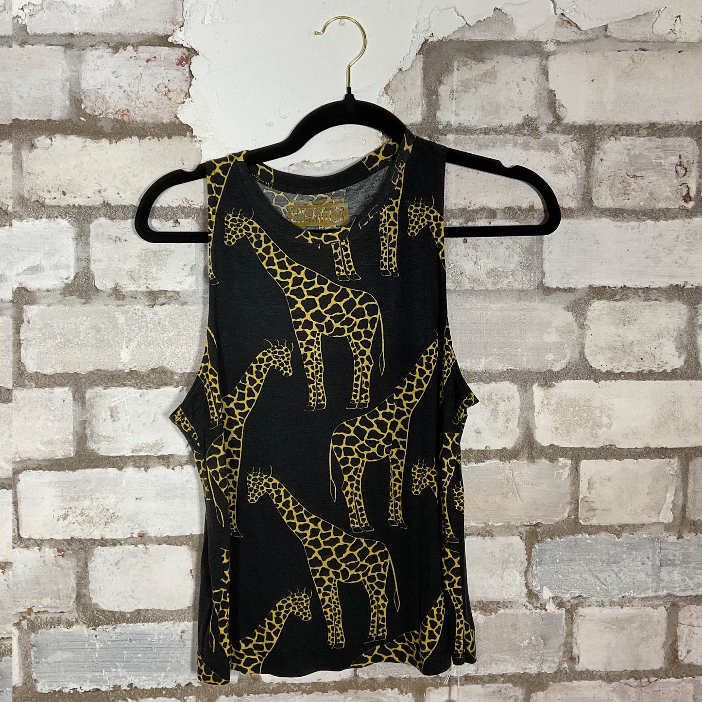Giraffe Print Unwantee Upcycle Tank Top upcycled by Unwantees, sustainable fashion made in great Britain from vintage graphic tshirt