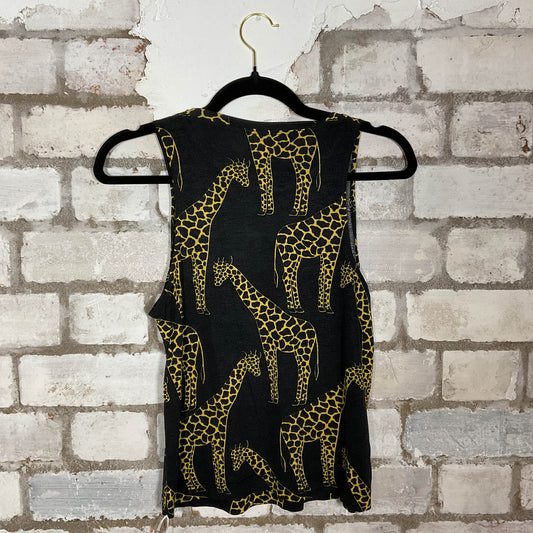 Giraffe Print Unwantee Upcycle Tank Top upcycled by Unwantees, sustainable fashion made in great Britain from vintage graphic tshirt rear view
