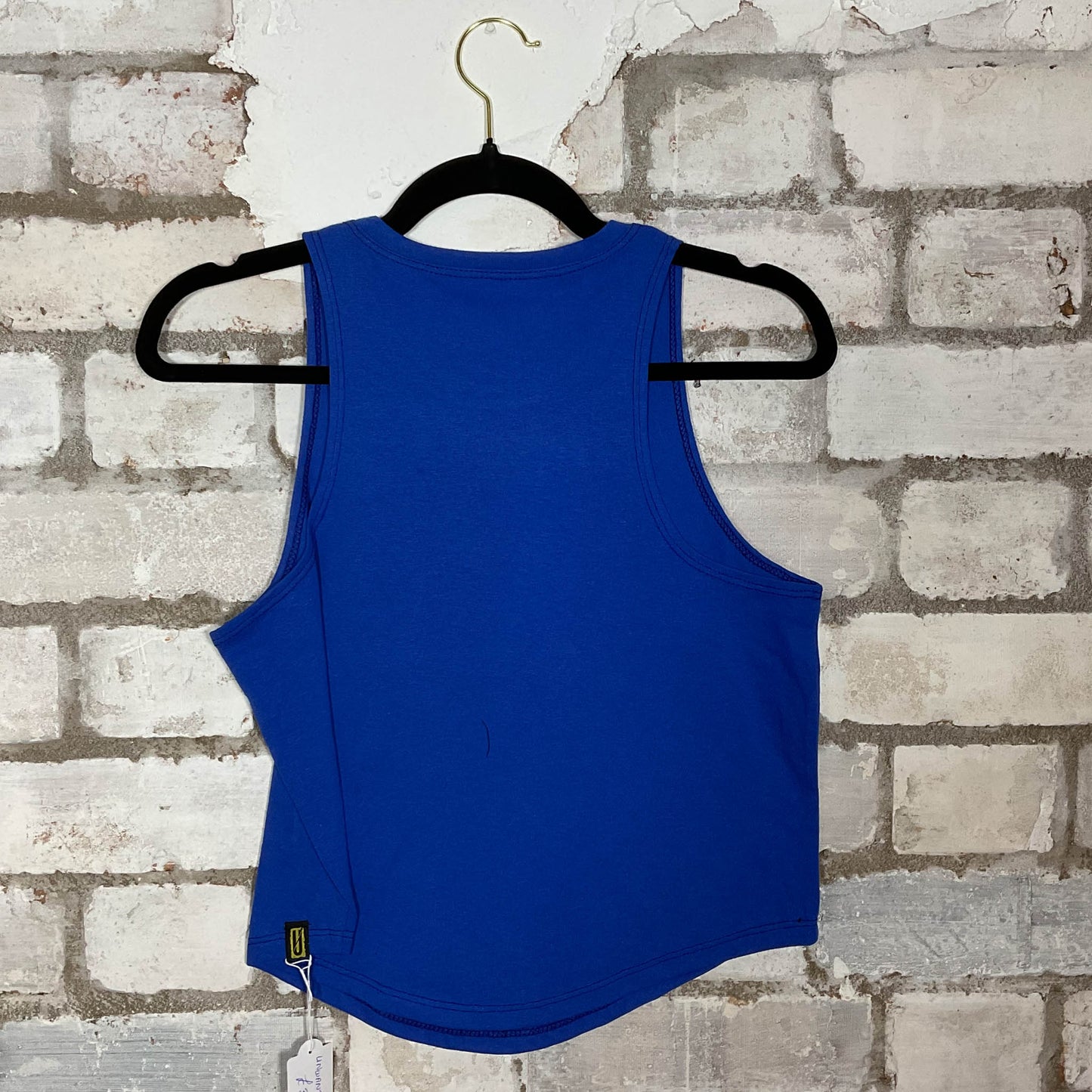 I Love New York Blue Racerback Unwantee Upcycle Tank Top upcycled by Unwantees, sustainable fashion made in great Britain from vintage graphic tshirt rear view