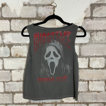 Ghost face slash neck Unwantee Upcycle Tank Top upcycled by Unwantees, sustainable fashion made in great Britain from vintage graphic tshirt