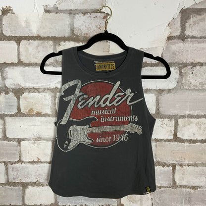 Fender Since 1946 design Unwantee Upcycle Tank Top upcycled by Unwantees, sustainable fashion made in great Britain from vintage graphic tshirt