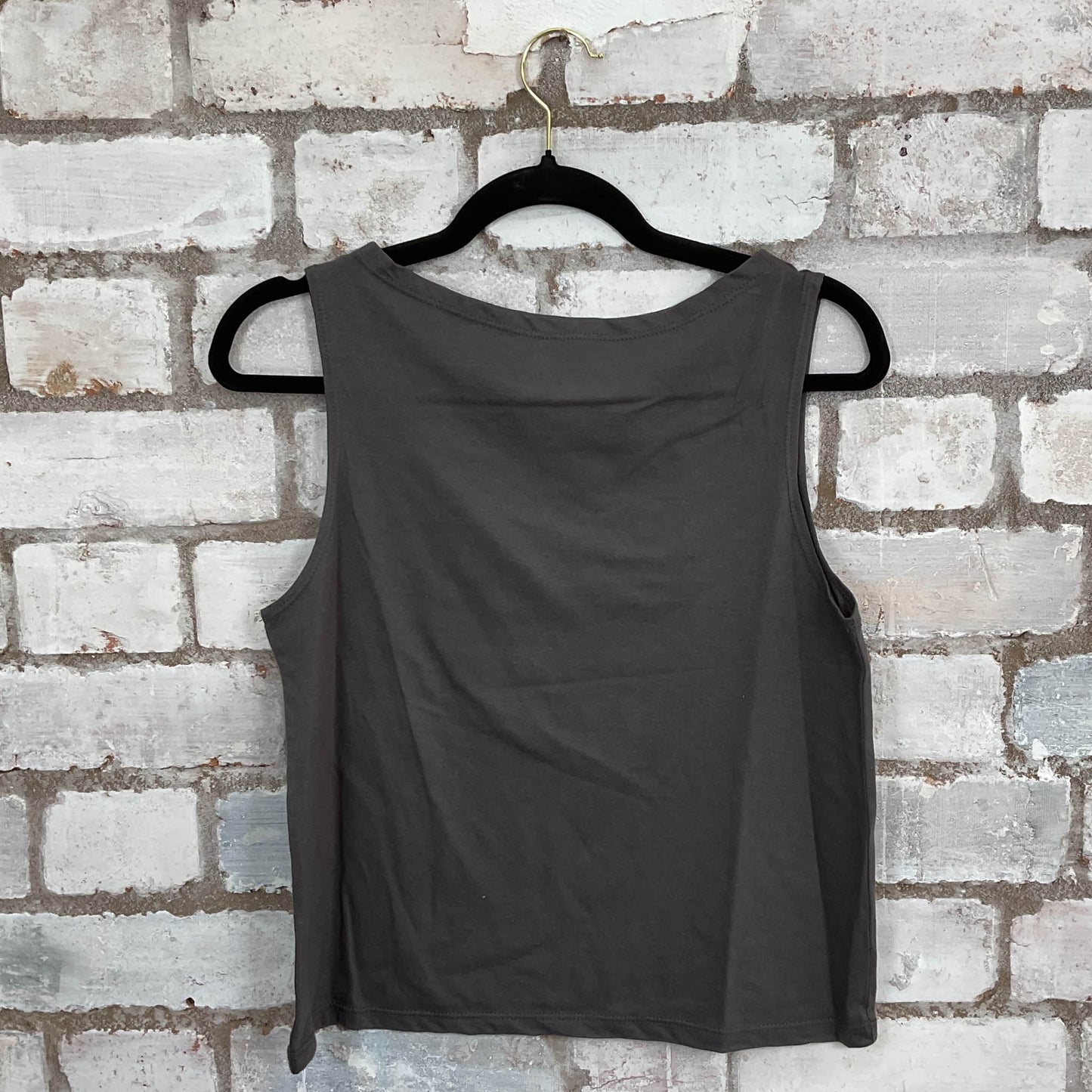 I am awake funny text design Unwantee Upcycle Tank Top upcycled by Unwantees, sustainable fashion made in great Britain from vintage graphic tshirt back view