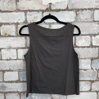 I am awake funny text design Unwantee Upcycle Tank Top upcycled by Unwantees, sustainable fashion made in great Britain from vintage graphic tshirt back view