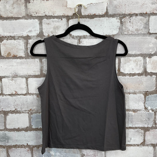 I am awake funny text design Unwantee Upcycle Tank Top upcycled by Unwantees, sustainable fashion made in great Britain from vintage graphic tshirt back view
