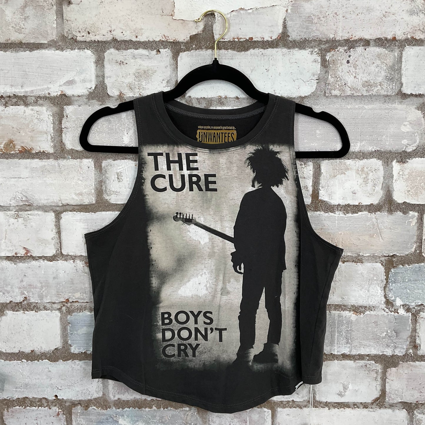 Boys-Dont-Cry-The-Cure-Racerback Upcycle Tank Top upcycled by Unwantees, sustainable fashion made in great Britain from vintage graphic tshirt