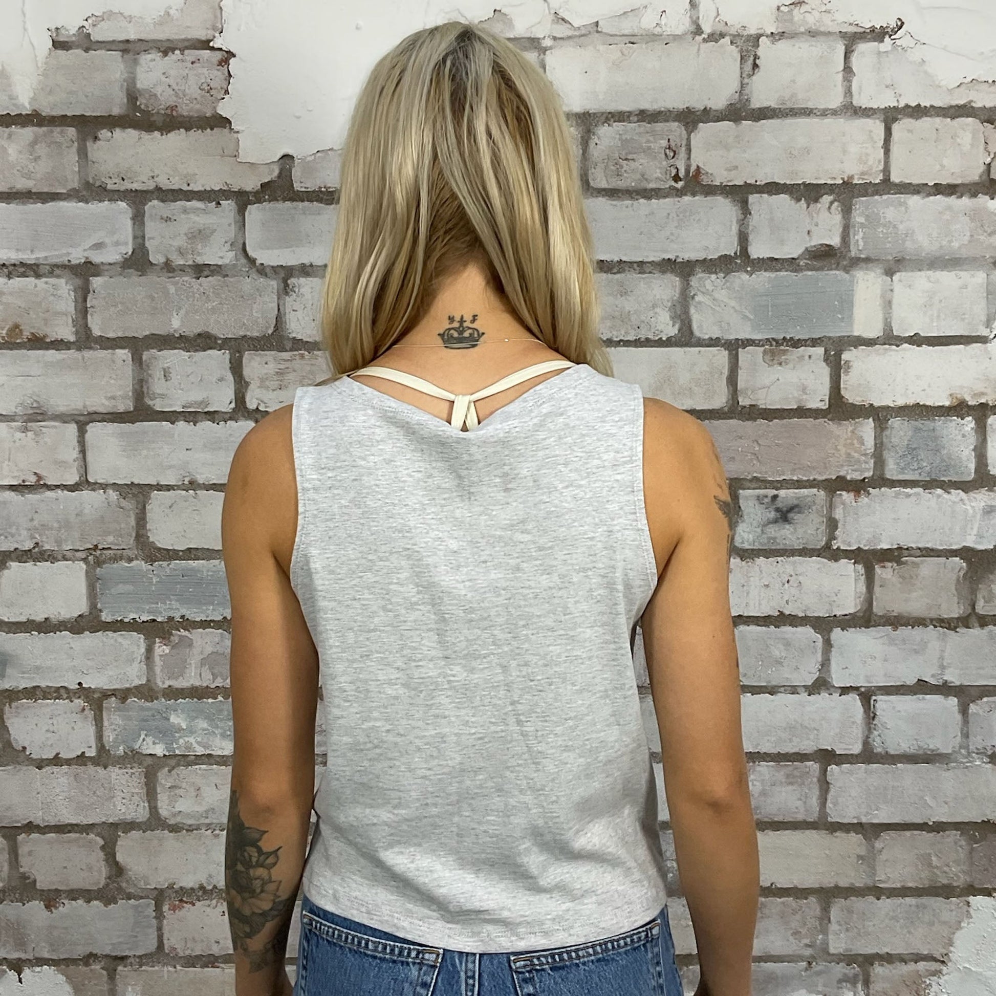 Stone Temple pilots Slash neck tank top made from an upcycled graphic band tshirt, punk rock style street wear, athleisure wear, unwantees is a sustainable fashion brand, we take unwanted graphic tshirts otherwise destined for landfill and recycle clothing into vest tops for sports wear or leisure.  Refashioned band merch, Slash Neck Sleeveless Top