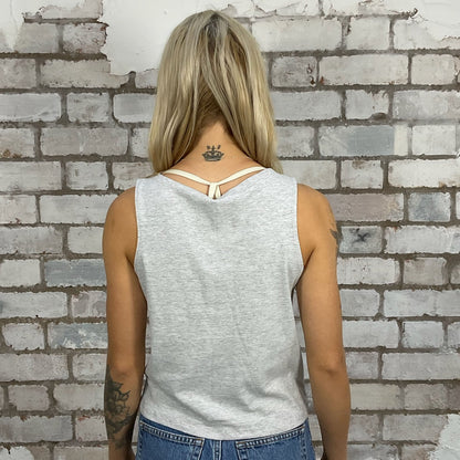 Stone Temple pilots Slash neck tank top made from an upcycled graphic band tshirt, punk rock style street wear, athleisure wear, unwantees is a sustainable fashion brand, we take unwanted graphic tshirts otherwise destined for landfill and recycle clothing into vest tops for sports wear or leisure.  Refashioned band merch, Slash Neck Sleeveless Top