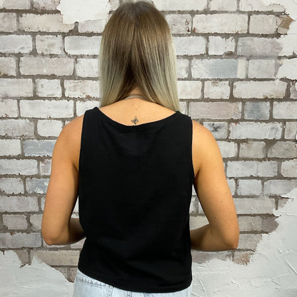 Worldwide Electrified Fender Guitars Slash neck tank top made from an upcycled graphic band tshirt, punk rock style street wear, athleisure wear, unwantees is a sustainable fashion brand, we take unwanted graphic tshirts otherwise destined for landfill and recycle clothing into vest tops for sports wear or leisure.  Refashioned band merch, Slash Neck Sleeveless Top
