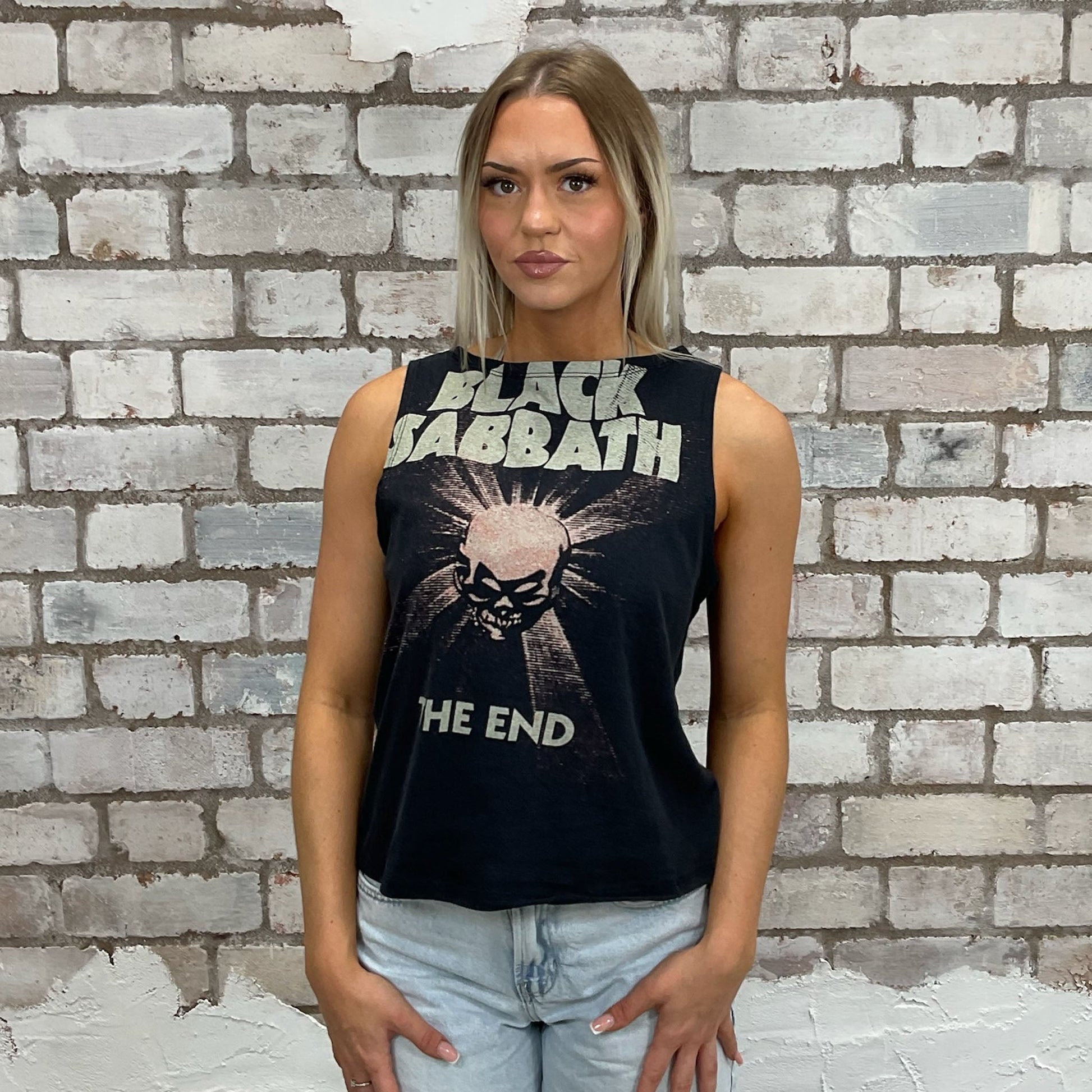 Black Sabbath Tank Top upcycled in the UK by Unwantees from a graphic tshirt, sustainable upcycled fashion with rock band style