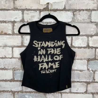 The Script Hal of Fame Racerback Unwantee Tank Top upcycled by Unwantees, sustainable fashion made in great Britain from vintage graphic tshirt 