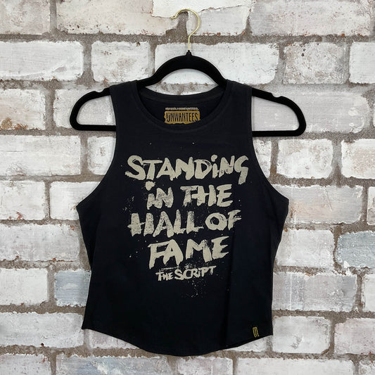 The Script Hal of Fame Racerback Unwantee Tank Top upcycled by Unwantees, sustainable fashion made in great Britain from vintage graphic tshirt 
