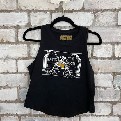 Back for More Beer Racerback Unwantee Tank Top upcycled by Unwantees, sustainable fashion made in great Britain from vintage graphic tshirt 