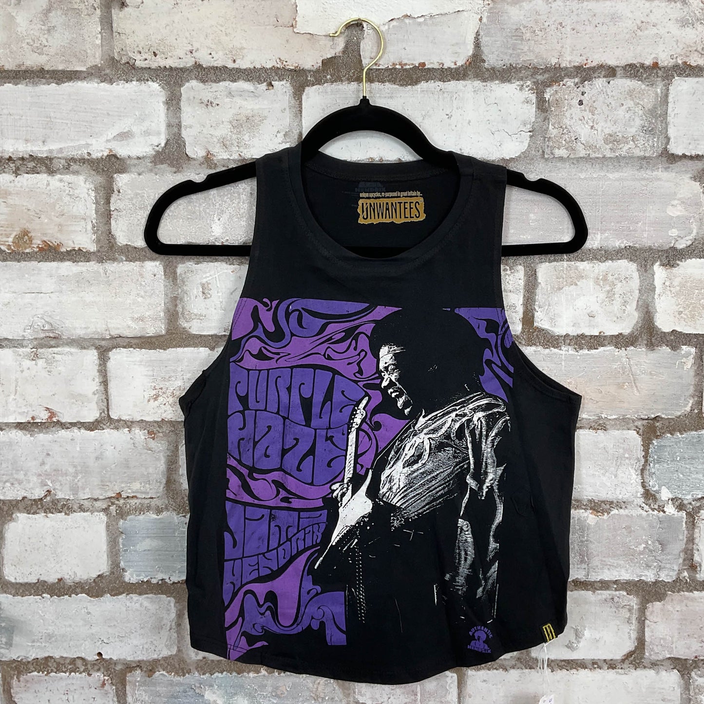 Purple Haze Jimi Hendrix Racerback Unwantee Tank Top upcycled by Unwantees, sustainable fashion made in great Britain from vintage graphic tshirt 