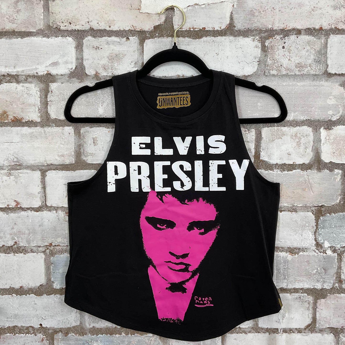 Elvis Presle Racerback Unwantee Racerback Tank Top upcycled by Unwantees, sustainable fashion made in great Britain from vintage graphic tshirt 