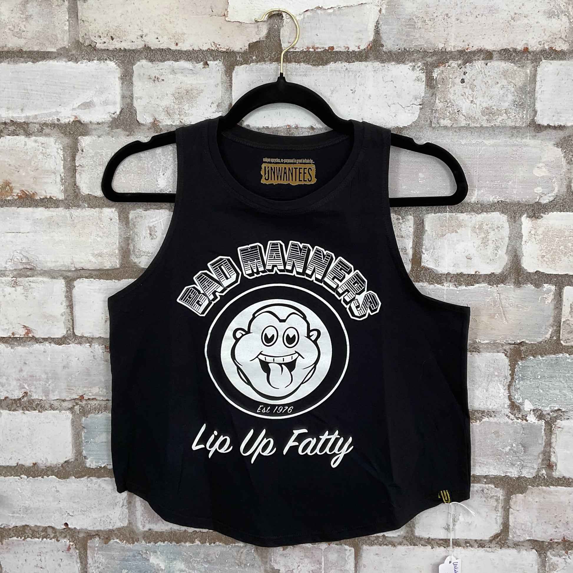 Bad Manners Tour Graphic Racerback Unwantee Racerback Unwantee Tank Top upcycled by Unwantees, sustainable fashion made in great Britain from vintage graphic tshirt 