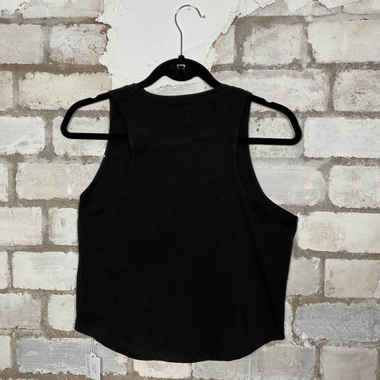 Alice in chains back view merch graphics on black cotton Racerback Tank Top upcycled by Unwantees, sustainable fashion made in Great Britain from vintage graphic tshirt 