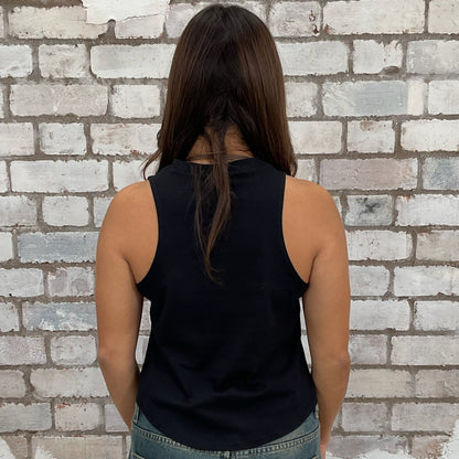 Celebrate Christmas with the Guns N Roses Print Slash neck tank top made from upcycled graphic GNR band tshirt, punk rock style street wear, athleisure wear, unwantees is a sustainable fashion brand, we take unwanted graphic tshirts otherwise destined for landfill and recycle clothing into vest tops for sports wear or leisure.  Refashioned band merch, Slash Neck Sleeveless Top