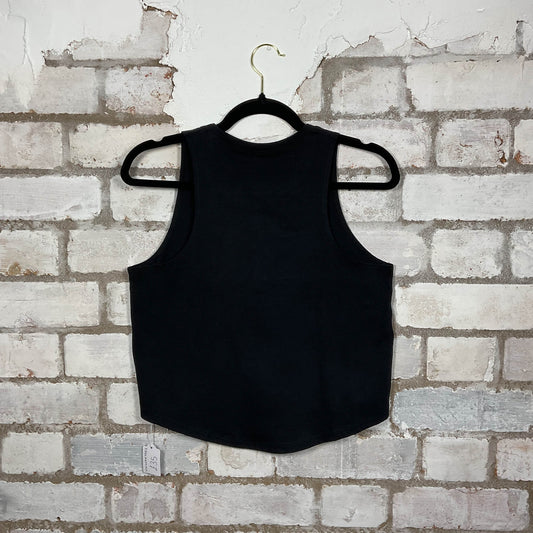 Rear view of Heinz Baked Beans, the one and only, for the love of baked beans, Black Racerback Tank Top upcycled by Unwantees, sustainable fashion made in great Britain from vintage graphic tshirt 