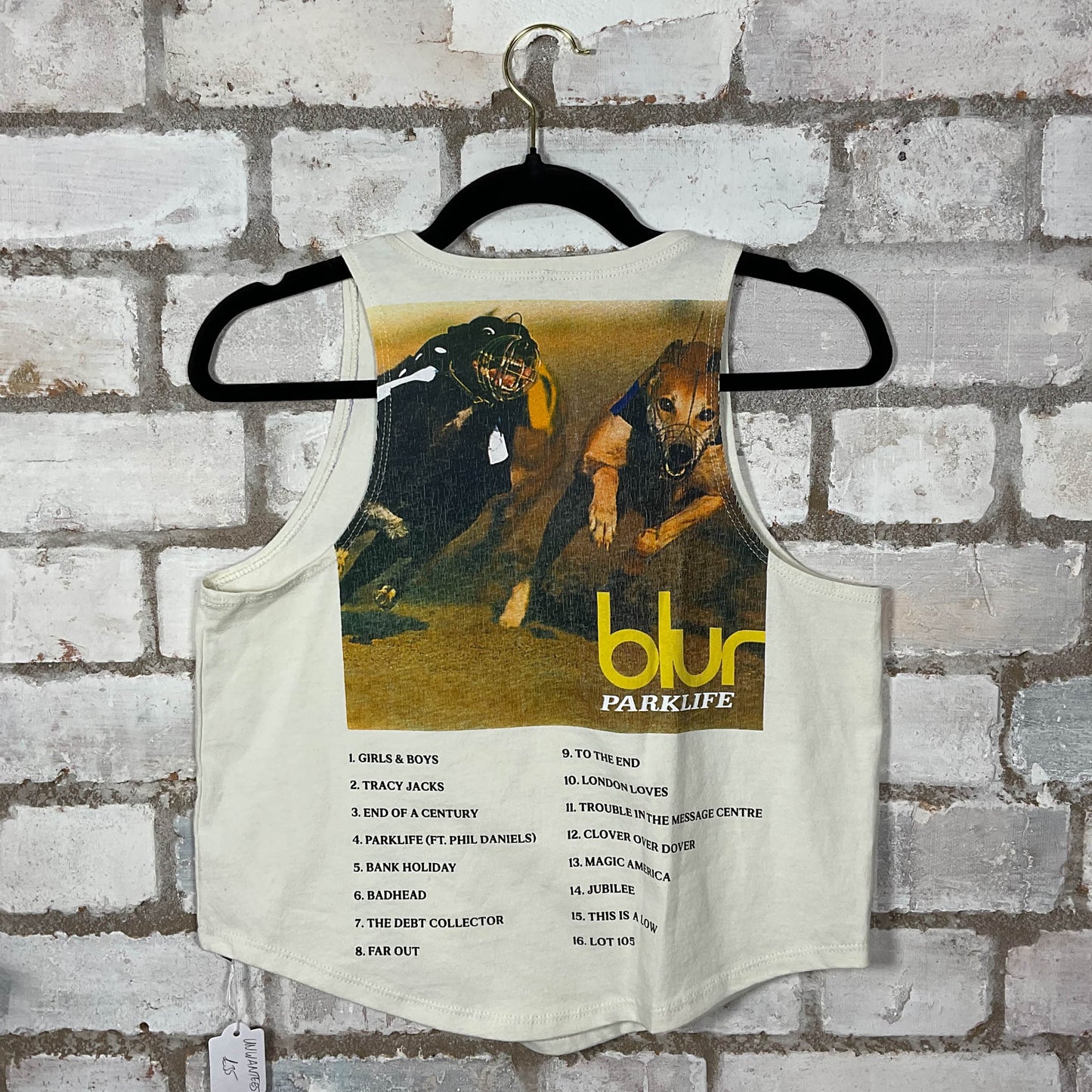 Blur Parklife Double Sided print Racerback Tank Top upcycled by Unwantees, sustainable fashion made in great Britain from vintage graphic tshirt 