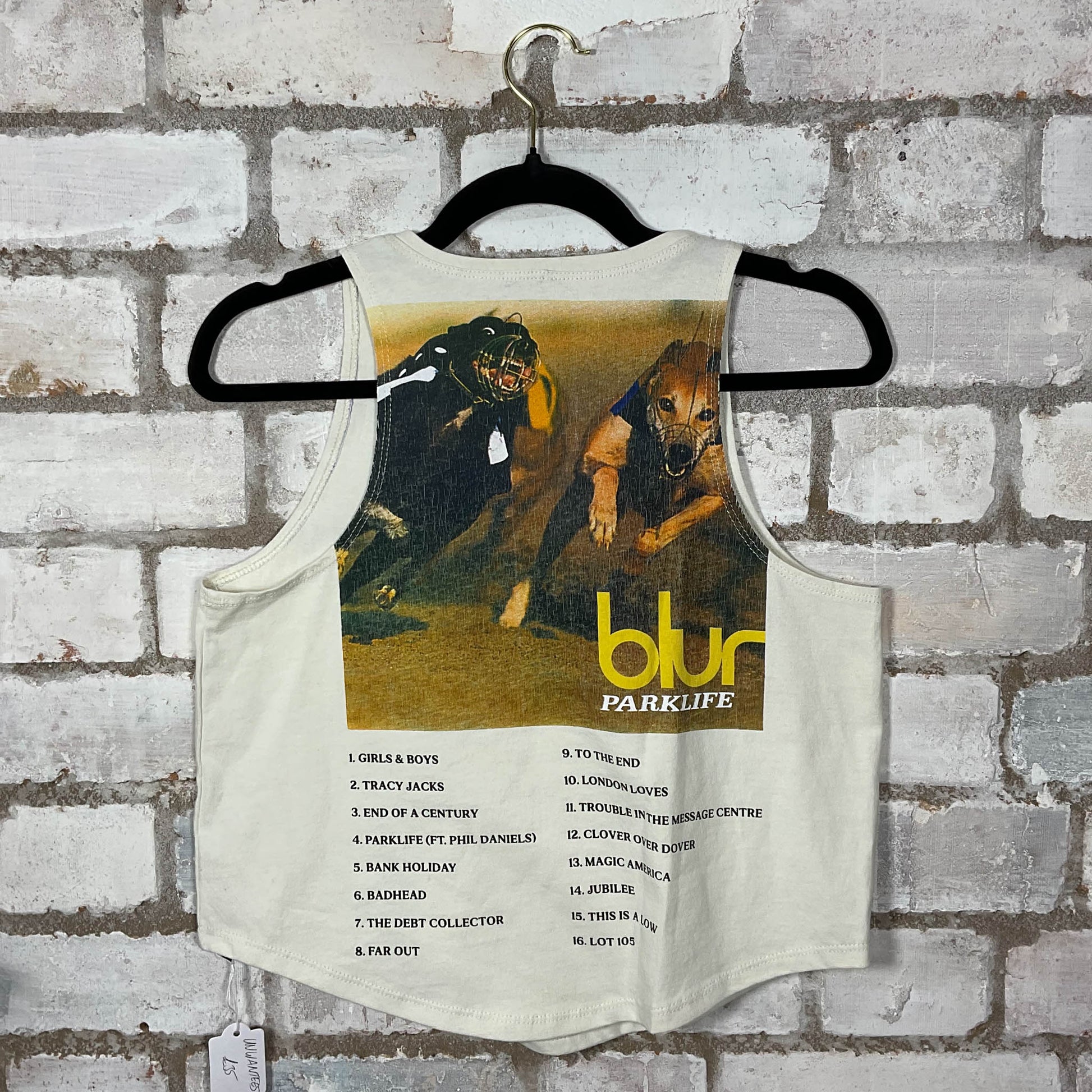 Blur Parklife Double Sided print Racerback Tank Top upcycled by Unwantees, sustainable fashion made in great Britain from vintage graphic tshirt 