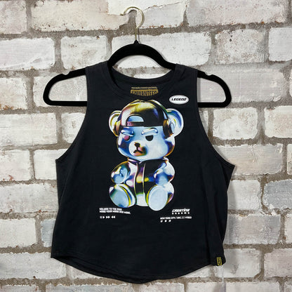 Iridescent ted legend Racerback Tank Top upcycled by Unwantees, sustainable fashion made in great Britain from vintage graphic tshirt 