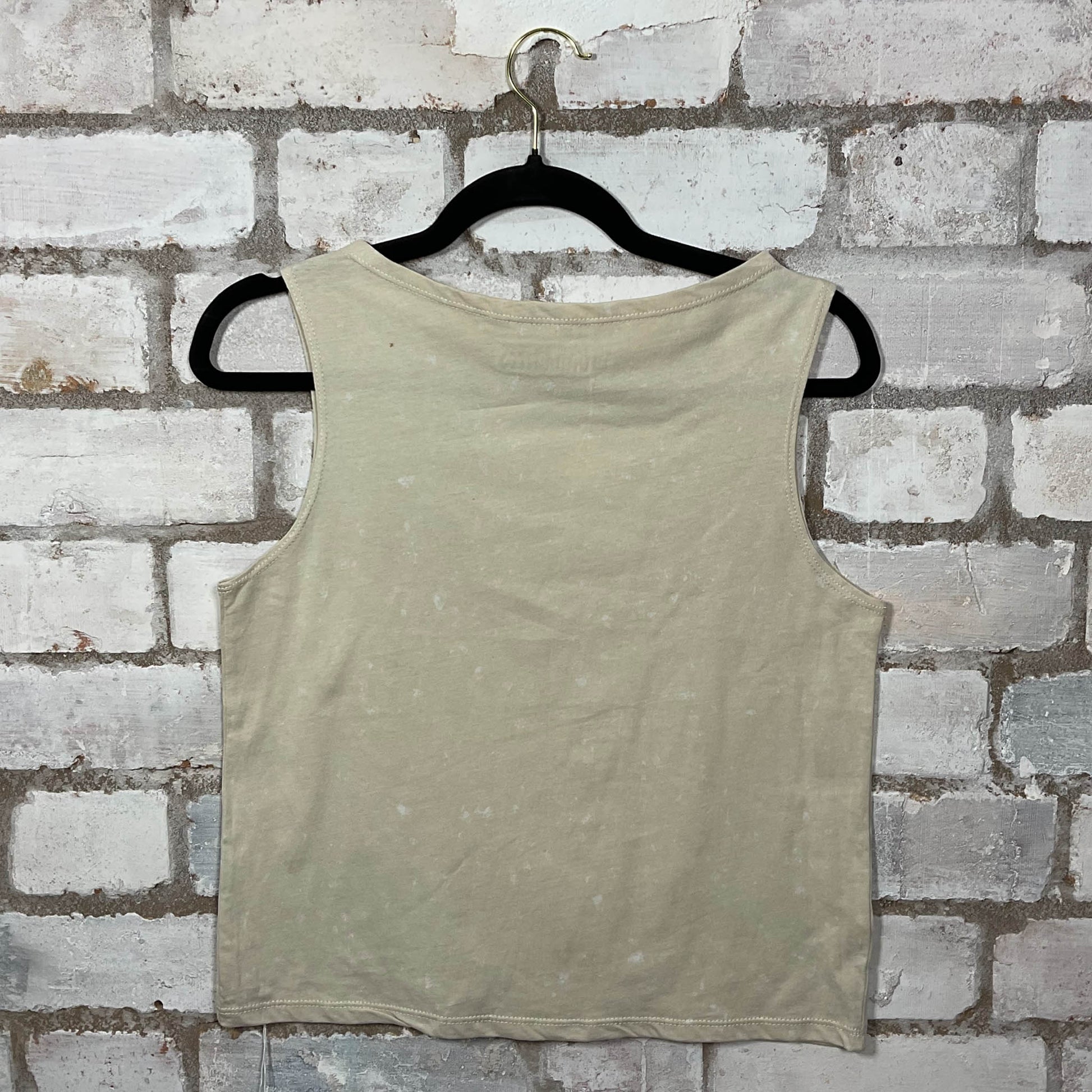 Rear View Nirvana classic Acid face on Stonewash Slash Neck Tank Top upcycled by Unwantees, sustainable fashion made in great Britain from vintage graphic tshirt 