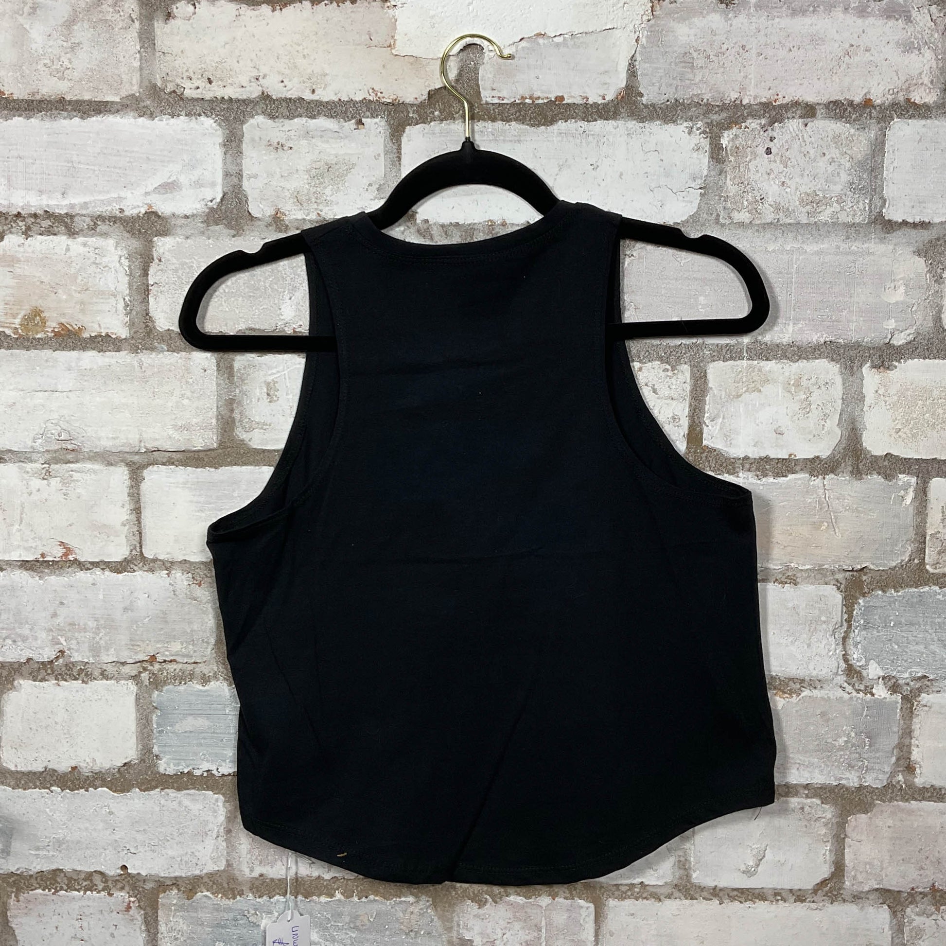 Rear View Good Morning I see The Assassins have Failed Racerback Tank Top upcycled by Unwantees, sustainable fashion made in great Britain from vintage graphic tshirt 