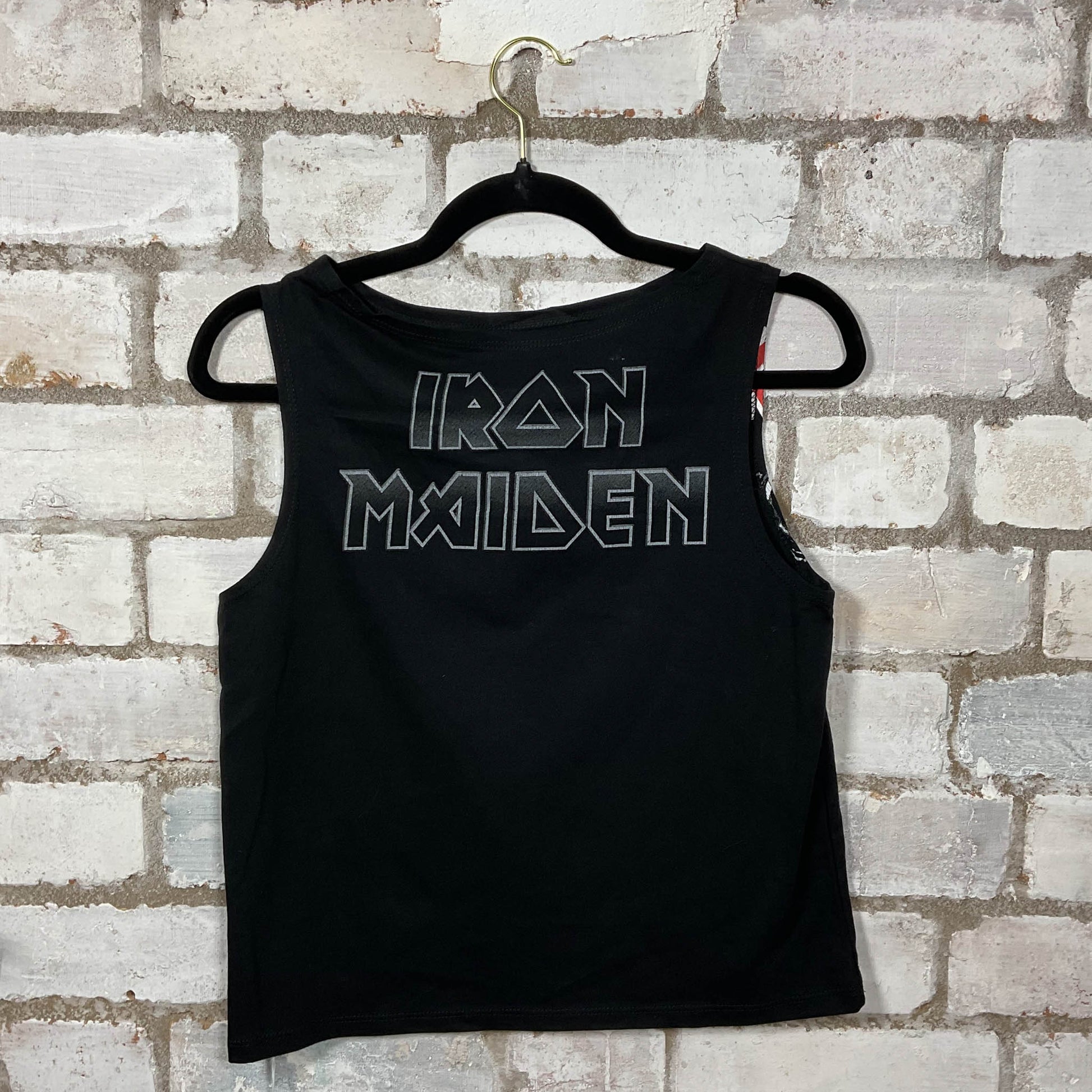 Rear View Iron maiden Killers Slash Neck Black Tank Top upcycled by Unwantees, sustainable fashion made in great Britain from vintage graphic tshirt 