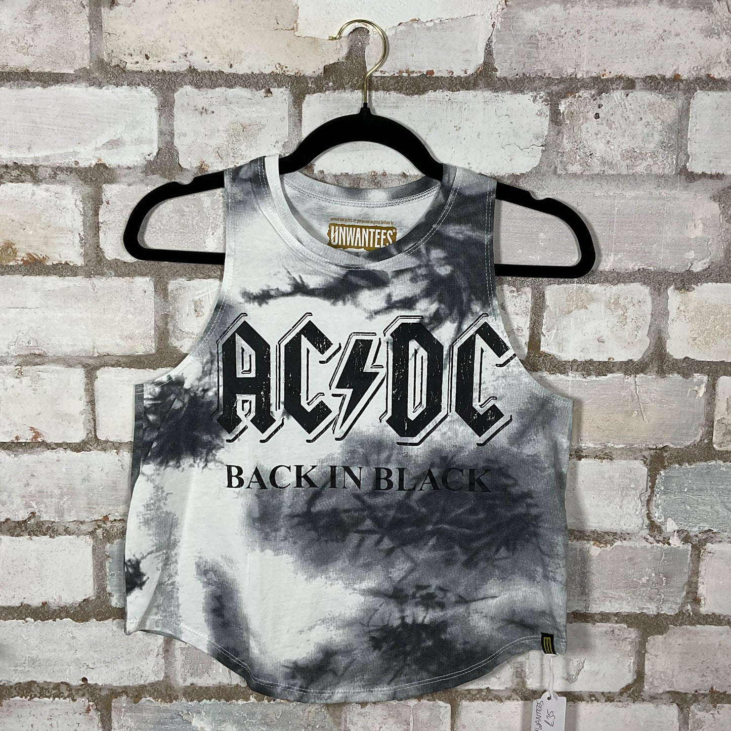 AC/DC Tie Dye Racerback Tank Top upcycled by Unwantees, sustainable fashion made in great Britain from vintage graphic tshirt 