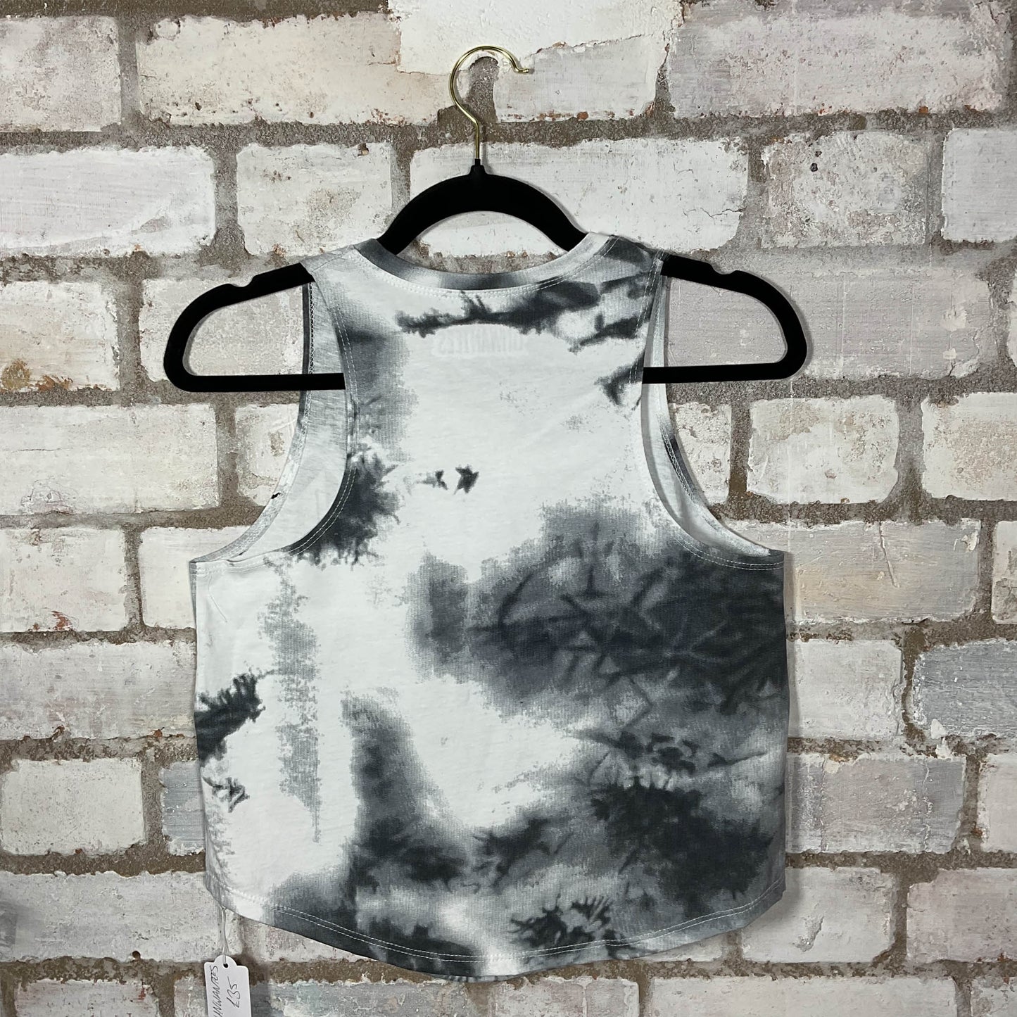 Rear view AC/DC Tie Dye Racerback Tank Top upcycled by Unwantees, sustainable fashion made in great Britain from vintage graphic tshirt 