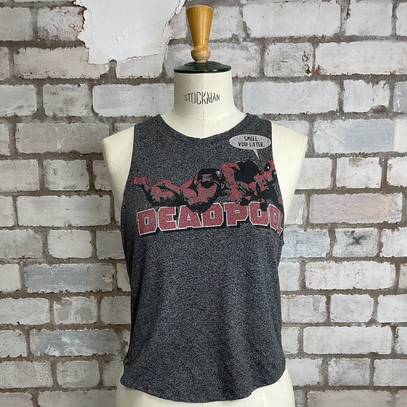 Dark Grey marl Deadpool Smell you Later Racerback tank top, unwantees, vest top