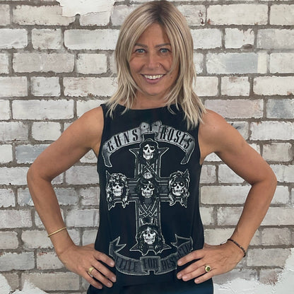 Guns'N'Roses Appetite for Destruction slash neck tank top, vest top, upcycle by unwantees, anti landfill, Made in Great Britain