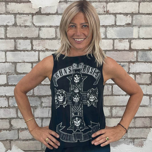 Guns'N'Roses Appetite for Destruction slash neck tank top, vest top, upcycle by unwantees, anti landfill, Made in Great Britain