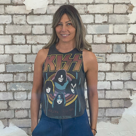 KISS Alive Tour 1997 tank top, World Tour KISS Tshirt Upcycle by Unwantees, KISS graphic tshirt