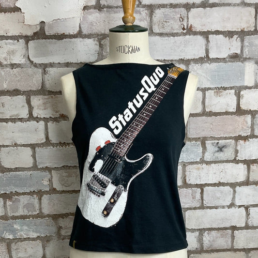 Status Quo Band Tank Top, Status Quo Merch, Upcycled band tshirt by Unwantees, recycled clothing, status quo vest top, recycling project