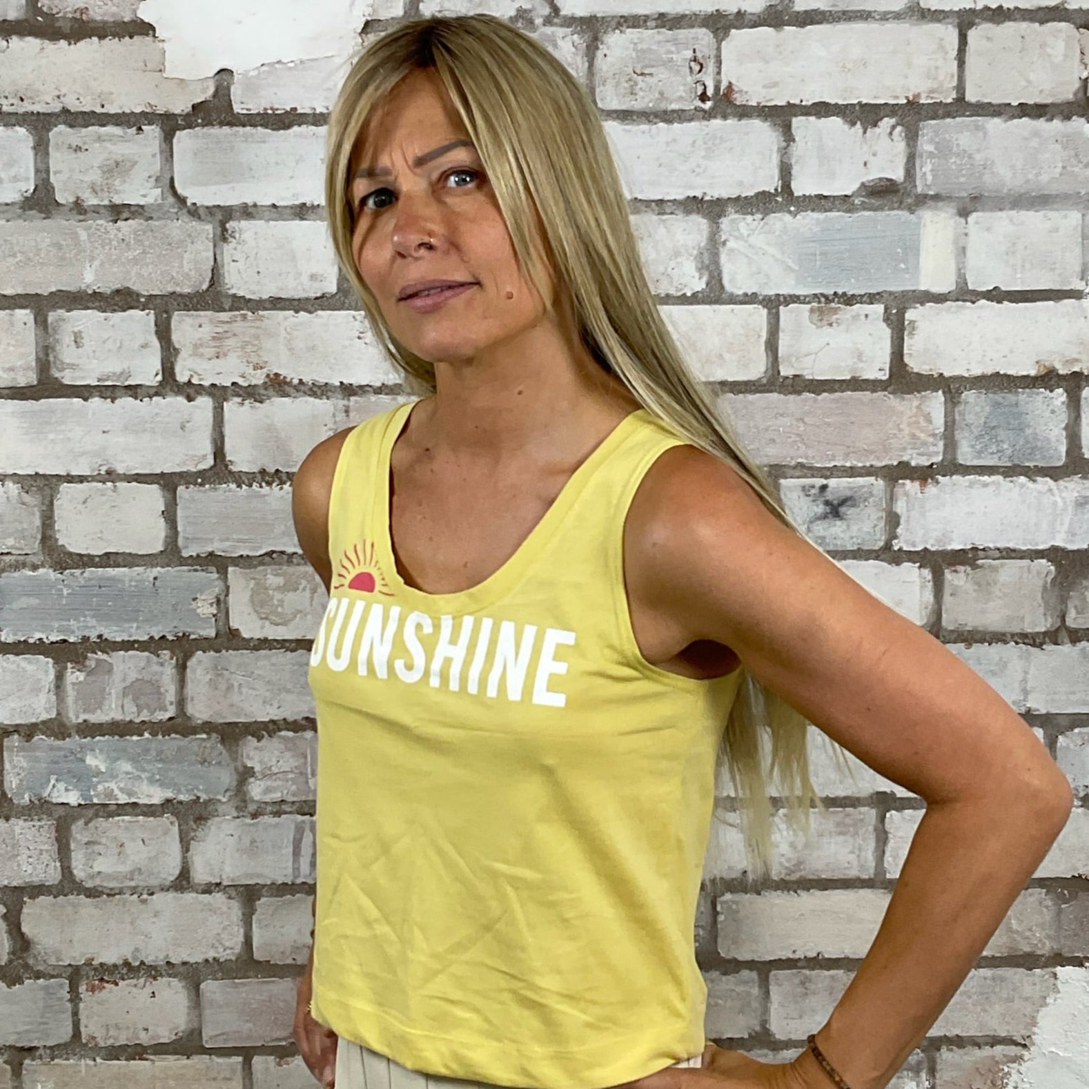 Yellow Tank top, Yellow vest, low neck yellow top, Sunshine tank top, sunshine vest, happy top, scoop neck unwantees