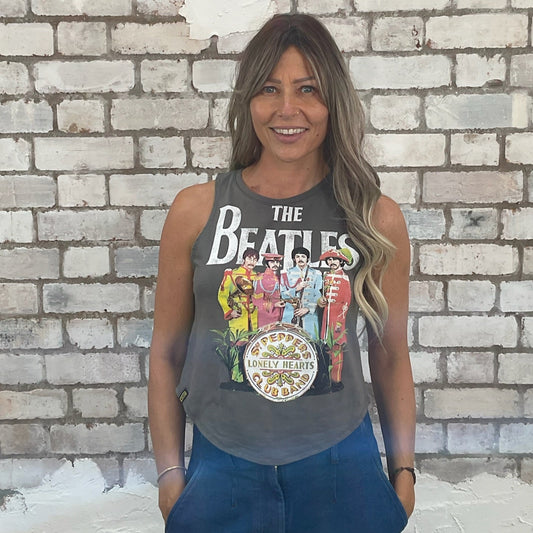 The Beatles, St. Peppers Lonely Hearts Tank top, Beatles Vest Top, The Beatles TShirt Up cycle by Unwantees, Racerback tank top, recycled fashion, www.unwantees.co.uk