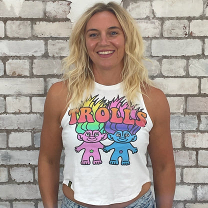 The Trolls Tank Top, Trolls Vest Top, 80s Tank, 80s print, Classic Trolls tshirt up cycle by Unwantees