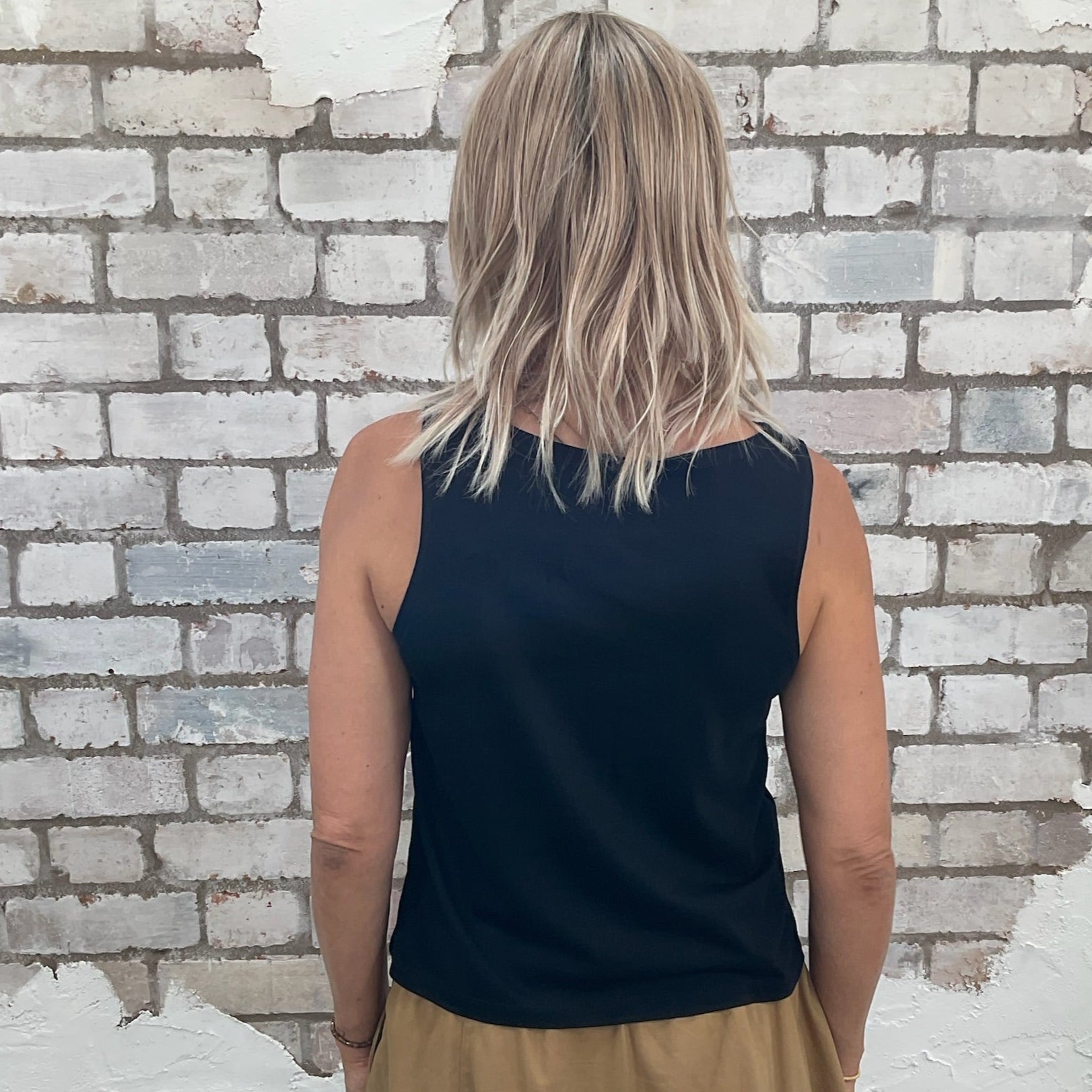 One-of-a-kind Exorcist print graphic Slash Neck Unwantee tank top back view, upcycled, sustainable, made in Britain
