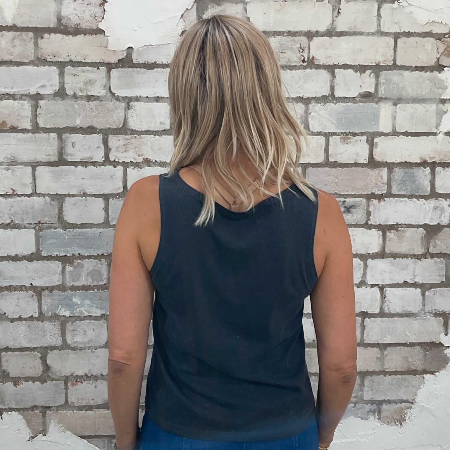 One-of-a-kind Nirvana In Utero classic album print Slash Neck Unwantee tank top back view, upcycled, sustainable, made in Britain