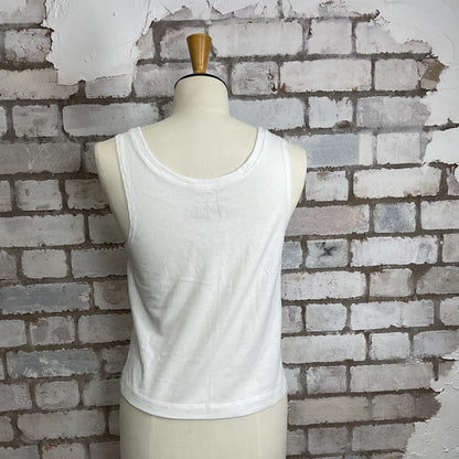 One-of-a-kind Nirvana young band photo graphic Scoop Neck Unwantee tank top back view, upcycled, sustainable, made in Britain
