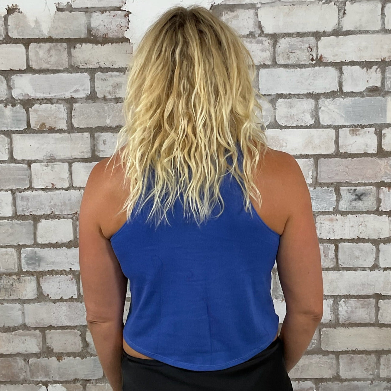 One-of-a-kind Northwestern Huskies 1980's original graphic Racerback Unwantee tank top back view, upcycled, sustainable, made in Britain