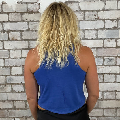 One-of-a-kind Northwestern Huskies 1980's original graphic Racerback Unwantee tank top back view, upcycled, sustainable, made in Britain